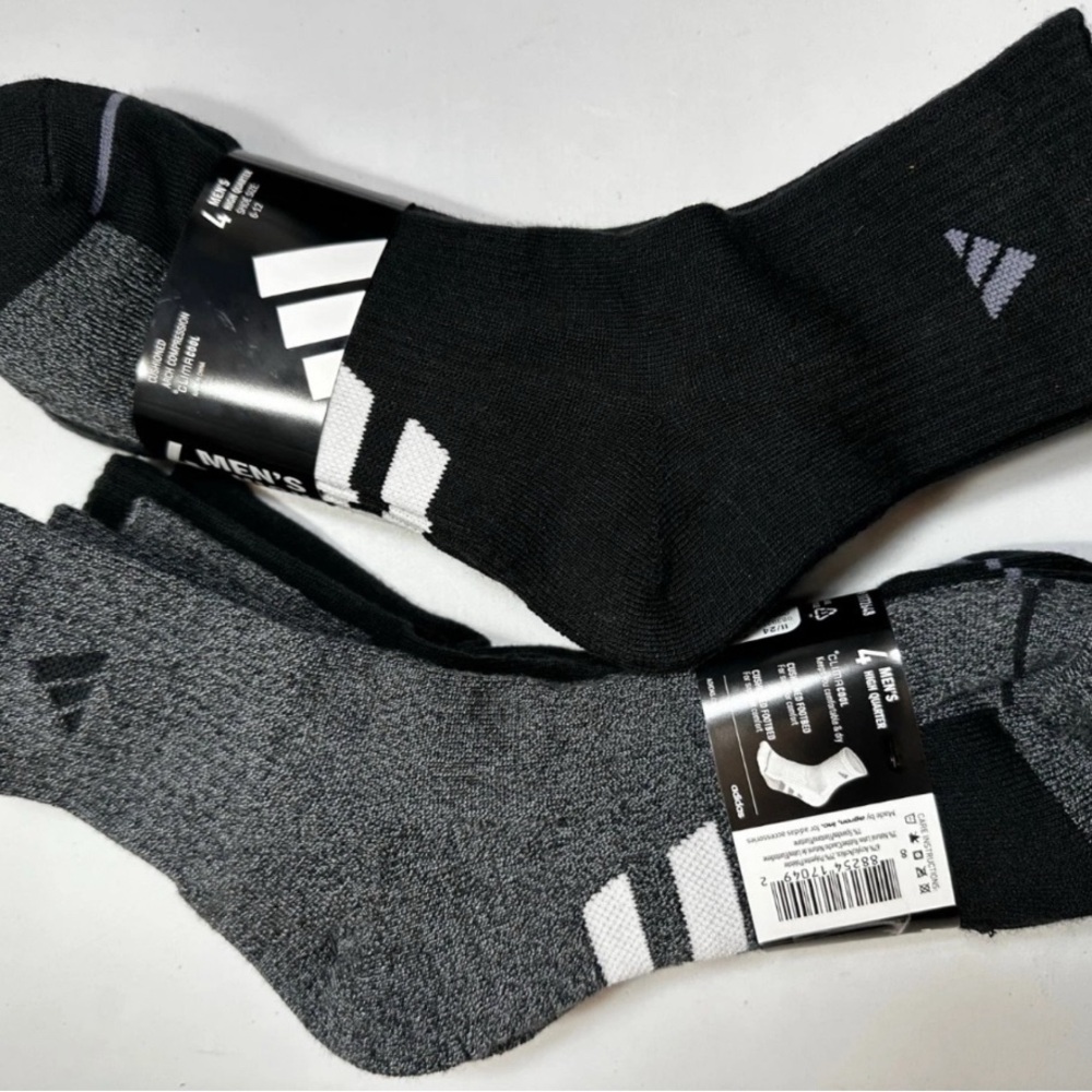 Adidas Men's Performance High Quarter Socks 4 Pairs Cushioned Climacool SZ  6-12